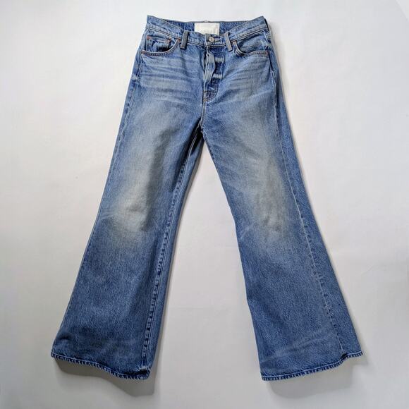 MOTHER Denim - MOTHER Superior Tomcat Roller Jeans 26 Blue High Rise Wide Leg Button Fly Cotton